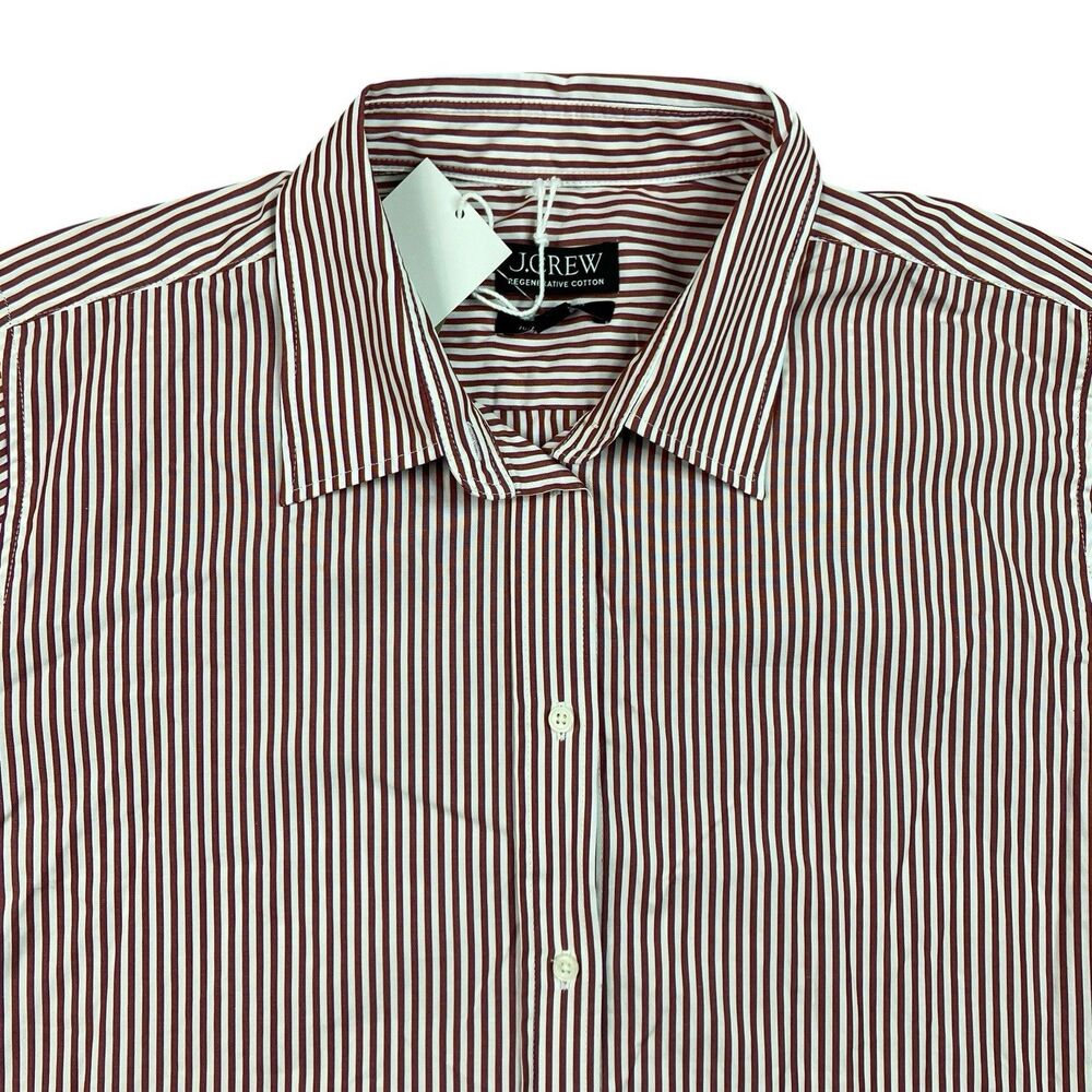 J Crew Jules Poplin Button Up Shirt Womens 18 Burgundy Striped CN851